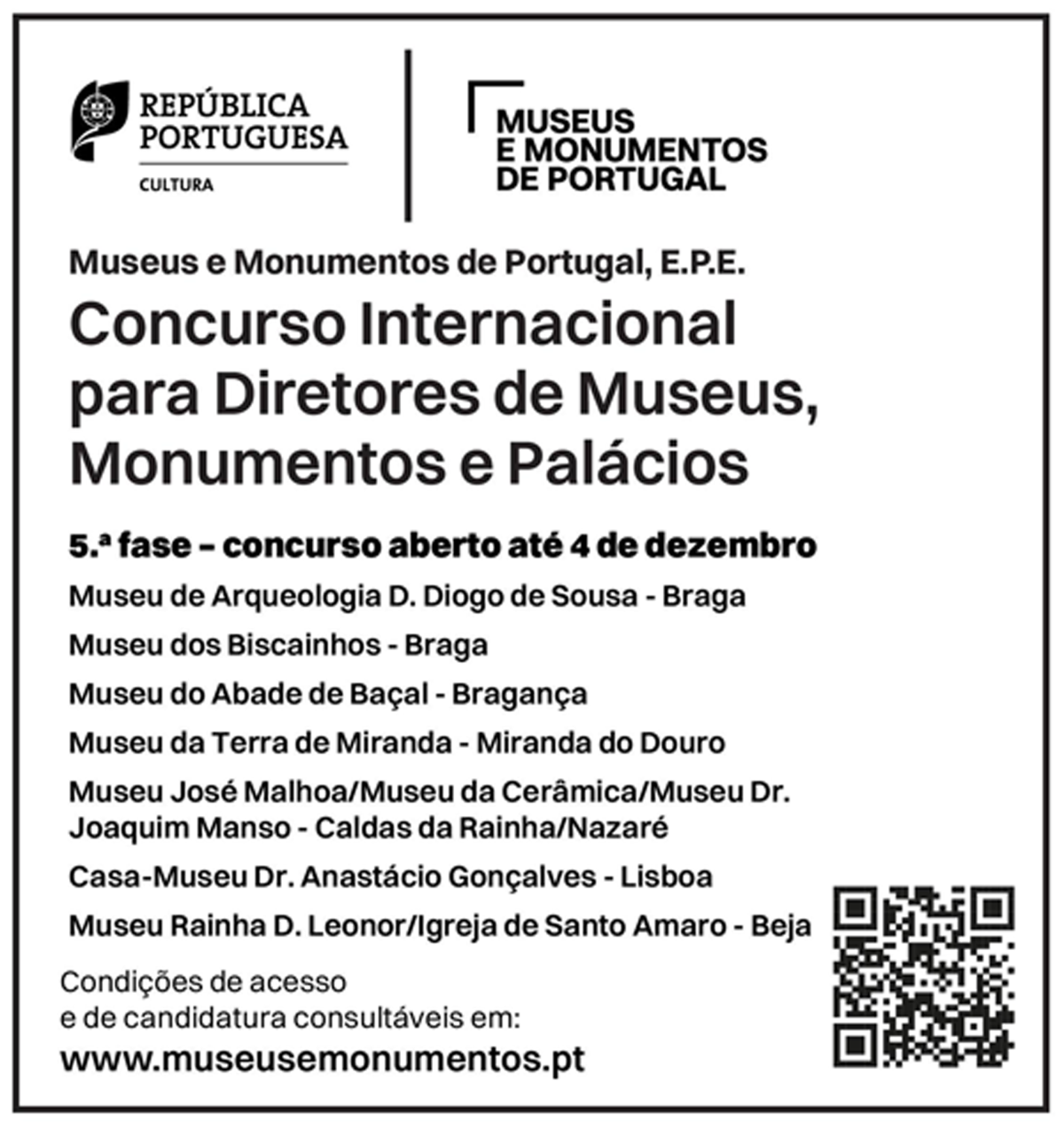 Concursos Internacionais Diretores de Museus Monumentos e Palácios | 5.ª Fase